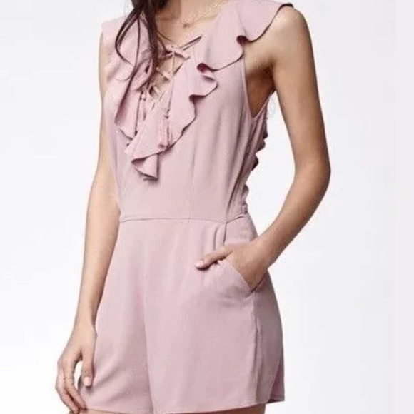 Kendall & Kylie Other - Large Kendall & Kylie pink laceup neck pink romper